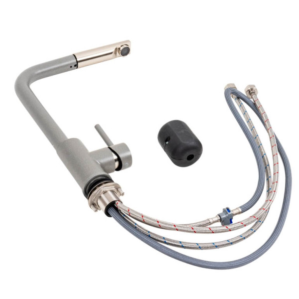 Фото - Смеситель кухонный VALESO с выдвижной воронкой Q411B Серый муссон