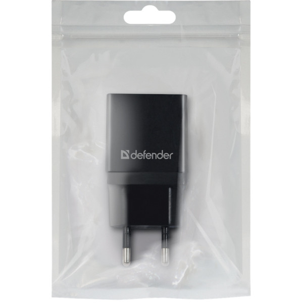 Фото - Мережевий зарядний пристрій Defender EPA-10 Black 1xUSB (83572)