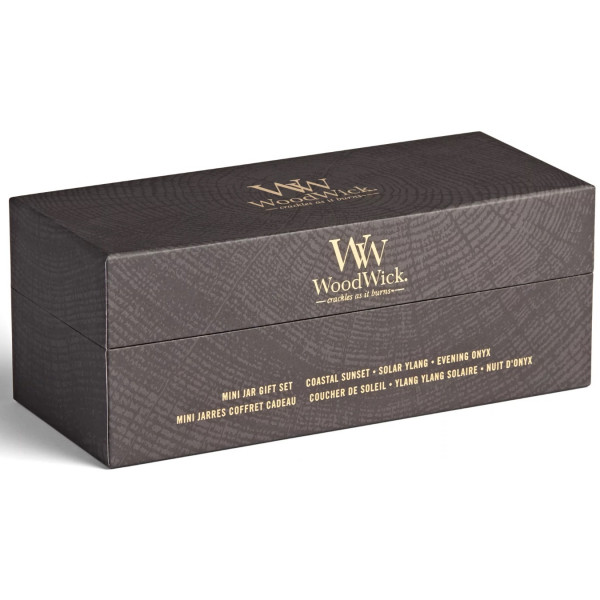 Фото - Набір свічок Woodwick mini Coastal Sunset, Evening Onyx, Solar Ylang (1727429E)