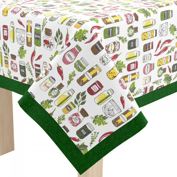 Фото - Скатертина прямокутна Home Line Напівпанама спеції зелений 140Х220 (162161)