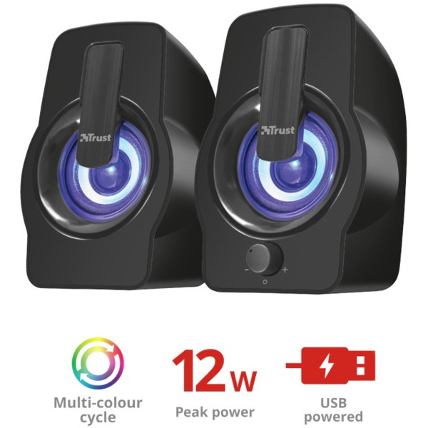Фото - Комп'ютерна акустика звичайна 2.0 Trust Gemi RGB 2.0 Speaker Set Black USB (22948)