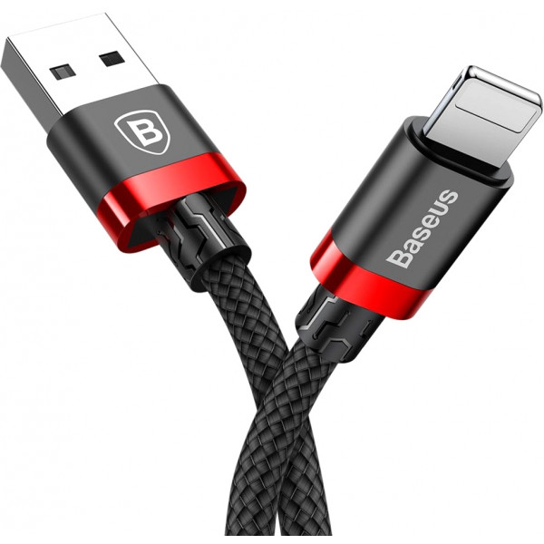Фото - Кабель Baseus Cafule USB to Lightning 2.4A 0.5м Red/Black (CALKLF-A19)