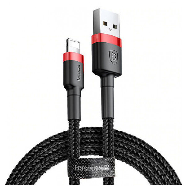 Фото - Кабель Baseus Cafule USB to Lightning 2.4A 0.5м Red/Black (CALKLF-A19)