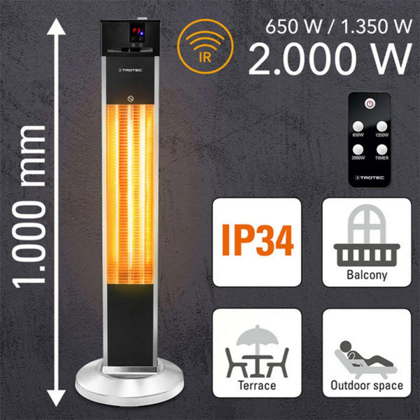 Фото - Обігрівач інфрачервоний Trotec IRS 2000 E 2000 W Silver/Black