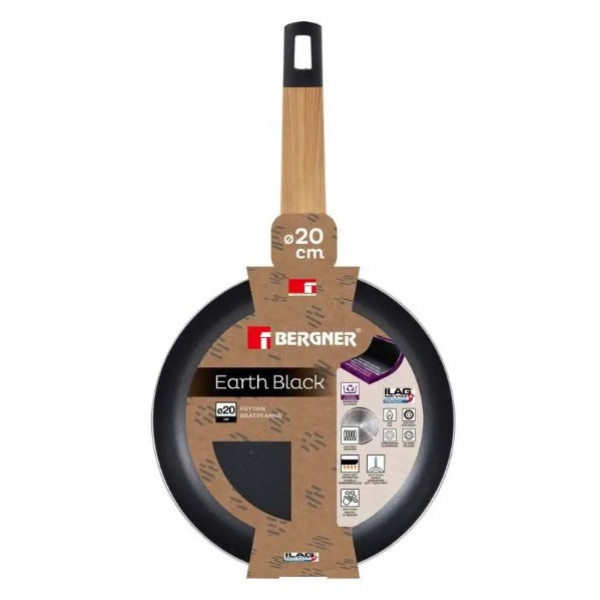Фото - Сковорода універсальна Bergner Earth Black 20 см (BG-34622-BK)