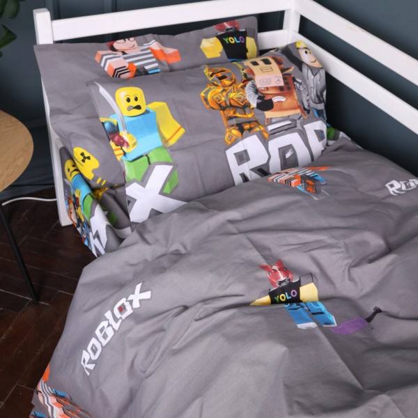 Фото - Комплект постільної білизни MirSon Бязь Kids Time 17-0821 Roblox game gray 175х210 см (2200011552446)