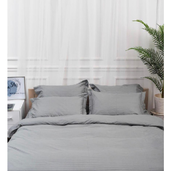Фото - Комплект постільної білизни Moon&Star Satin Stripe Stripe Gray 175х210 (MS-820003648)