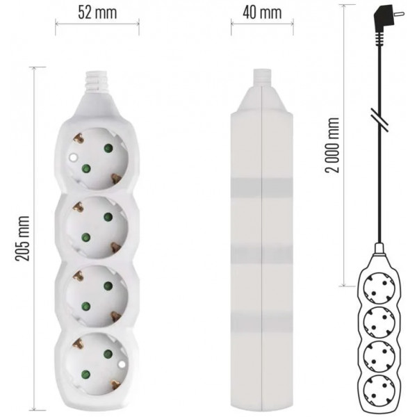 Фото - Подовжувач 220В EMOS P0422, 4 розетки, 2 м.