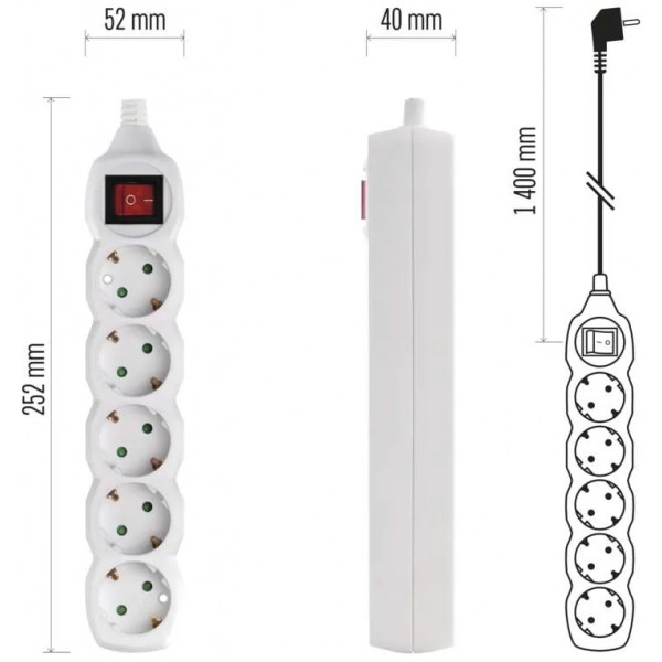 Фото - Мережевий фільтр EMOS P1521, 5 розетки, 1,4 м.