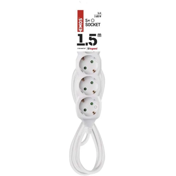 Фото - Удлинитель 220В EMOS P0521, 5 розетки, 1,5м.