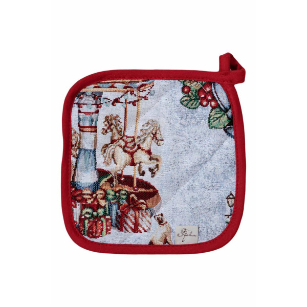Фото - Прихватка Прованс Новорічна гобеленова Carousel 20х20 см (041939)