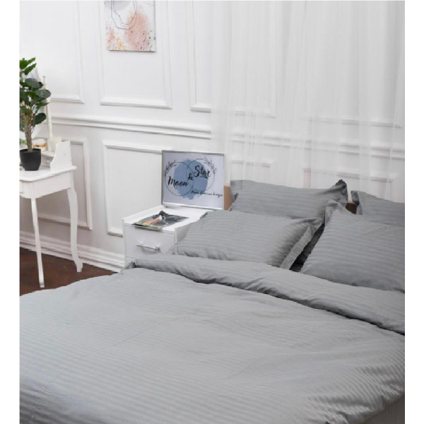 Фото - Комплект постільної білизни Moon&Star Satin Stripe Stripe Gray 175х210 (MS-820003648)
