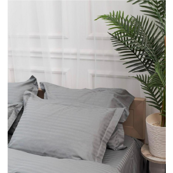 Фото - Комплект постільної білизни Moon&Star Satin Stripe Stripe Gray 175х210 (MS-820003648)