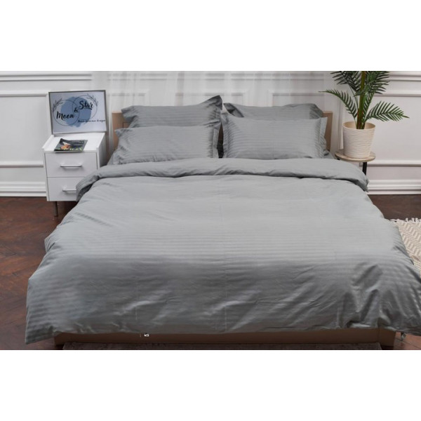 Фото - Комплект постільної білизни Moon&Star Satin Stripe Stripe Gray 175х210 (MS-820003648)