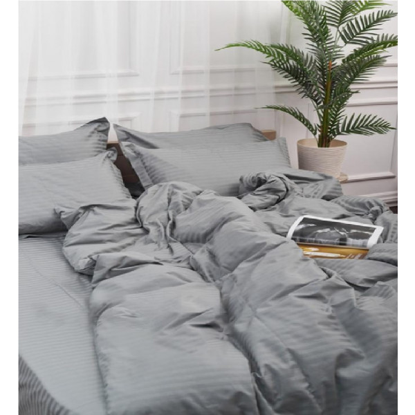 Фото - Комплект постільної білизни Moon&Star Satin Stripe Stripe Gray 175х210 (MS-820003648)