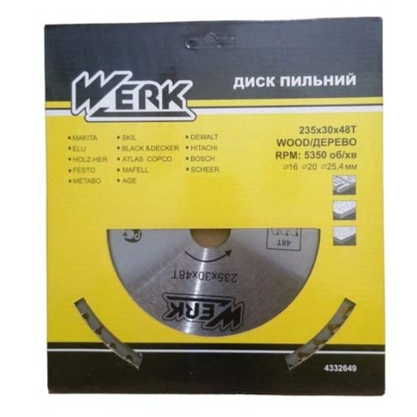 Фото - Диск пильний Werk 235x30 (4332649)