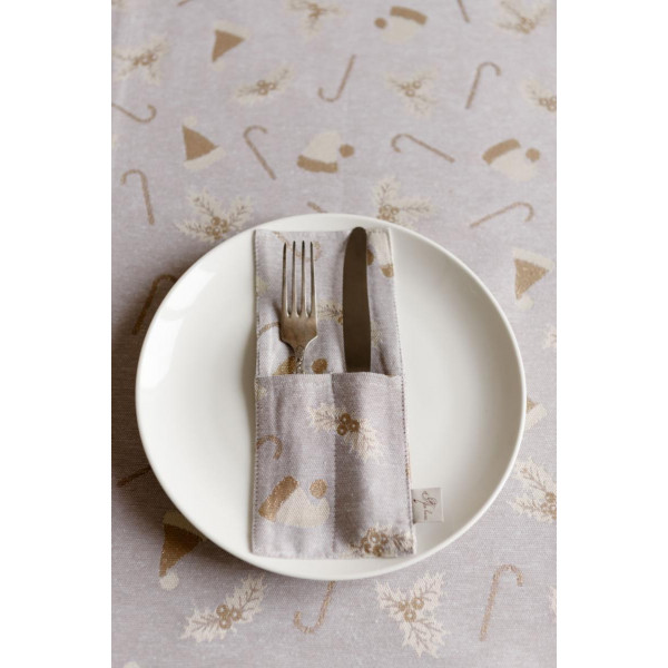 Фото - Чохол для столових приборів Прованс набір новорічних Шапочки на бежевому 24х10 см (038509)