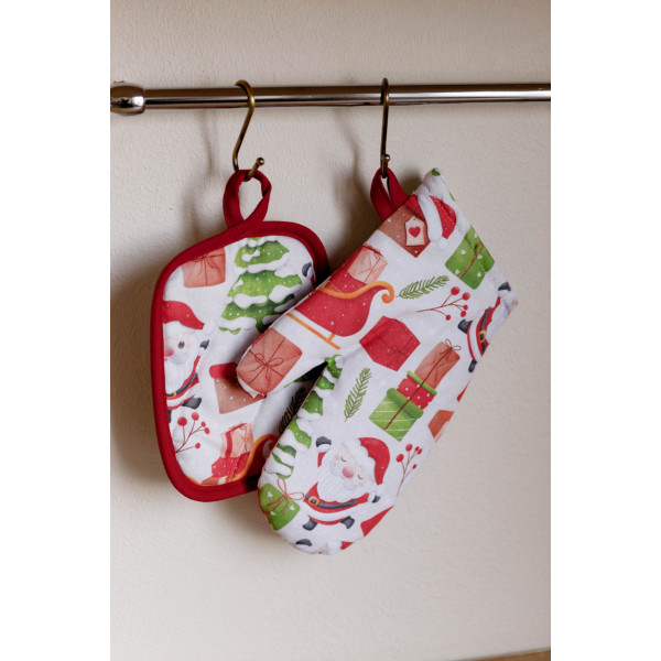 Фото - Набір прихваток Прованс Санта на білому 27х18 см (035793)