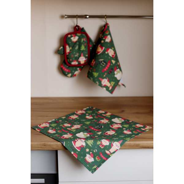 Фото - Набор прихваток Прованс Санта на зеленом 27х18 см (035795)