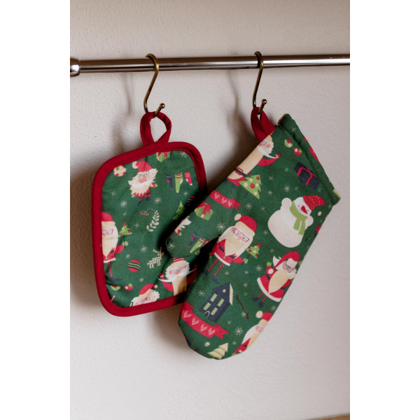 Фото - Набор прихваток Прованс Санта на зеленом 27х18 см (035795)