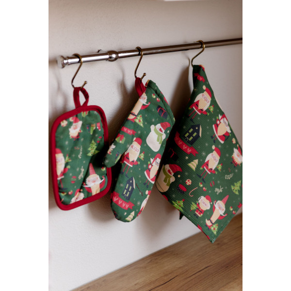 Фото - Набор прихваток Прованс Санта на зеленом 27х18 см (035795)