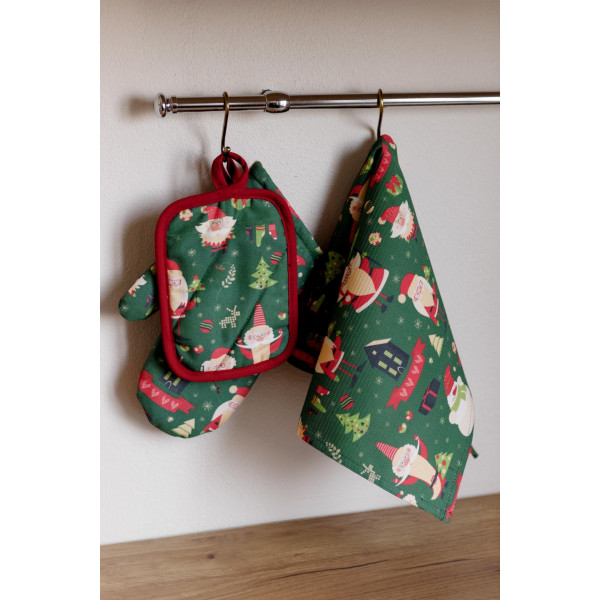 Фото - Набор прихваток Прованс Санта на зеленом 27х18 см (035795)