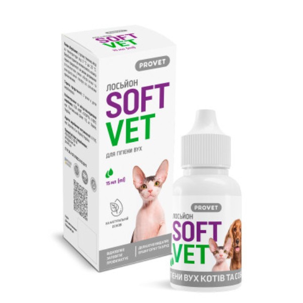 Фото - Лосьон для кошек и собак ProVET SOFTVET для гигиены ушей 15 мл (4823082440108)