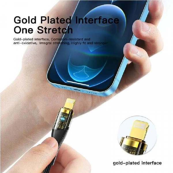 Фото - Кабель синхронізації даних Essager Interstellar Transparent Design USB Charging Cable Type C to Lightning 1m Black (EXCTL-XJ01-P)