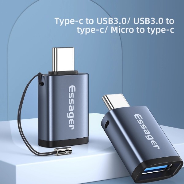 Фото - Переходник Essager Soray OTG (Micro Female to Type-C Male) USB2.0 Adaptor Grey (EZJMC-SRC0G)