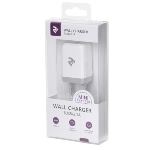 Фото - Сетевое зарядное устройство 2E USB Wall Charger 1A White (2E-WC1USB2.1A-W)