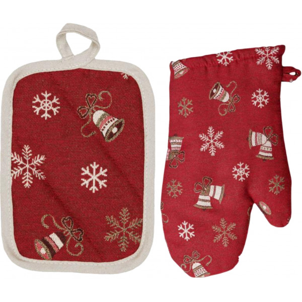 Фото - Набор прихваток Прованс Колокольчики на красном 32х20 см (038517)