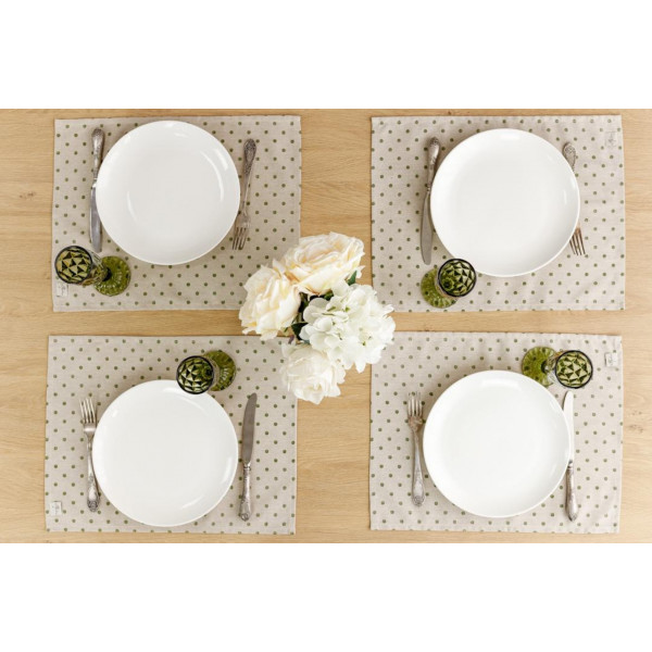 Фото - Серветка для сервірування Прованс набір Горох зелений 35х45 см (035078)