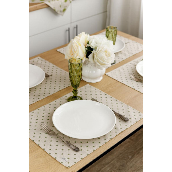 Фото - Серветка для сервірування Прованс набір Горох зелений 35х45 см (035078)