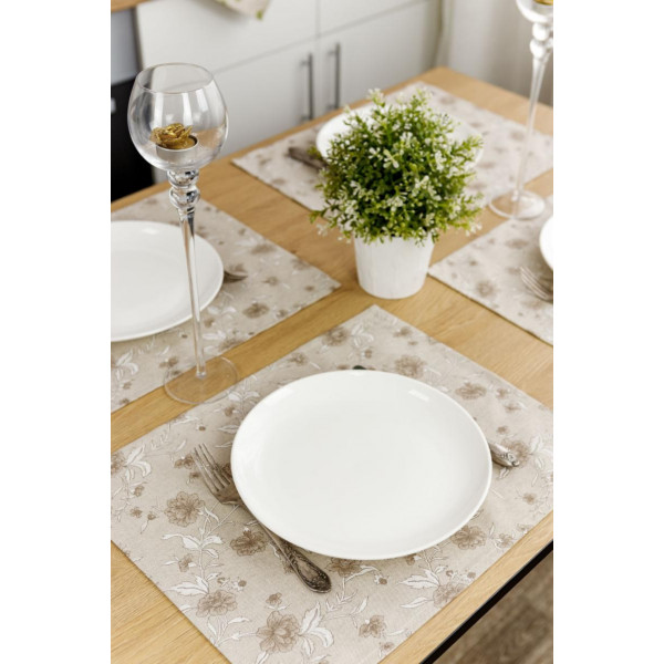 Фото - Серветка для сервірування Прованс набір Квіти бежеві 35х45 см (035081)