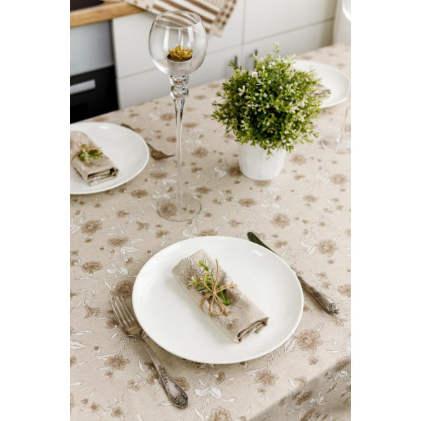 Фото - Серветка для сервірування Прованс набір Квіти бежеві 35х45 см (035081)