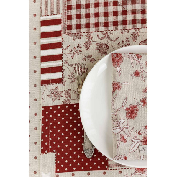 Фото - Серветка для сервірування Прованс набір Квіти бордо 35х45 см (035082)