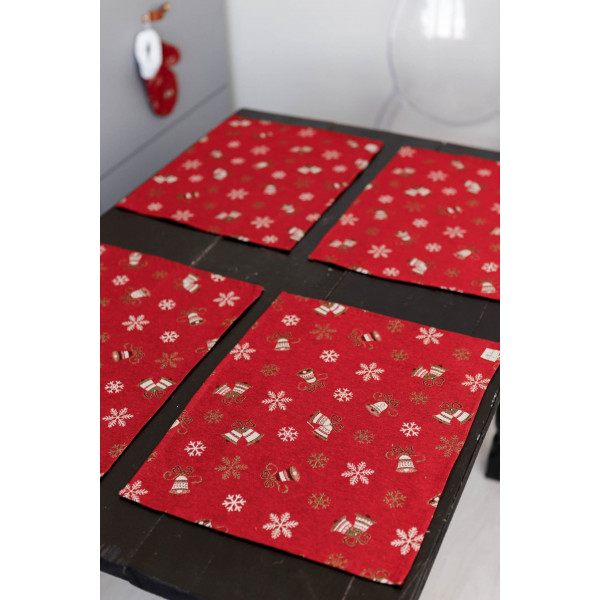 Фото - Серветка для сервірування Прованс Дзвіночки на червоному 35х45 см (038491)