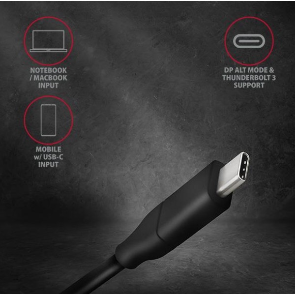 Фото - Кабель AXAGON RVC-DPC USB-C-DisplayPort 1.8м Black (RVC-DPC)