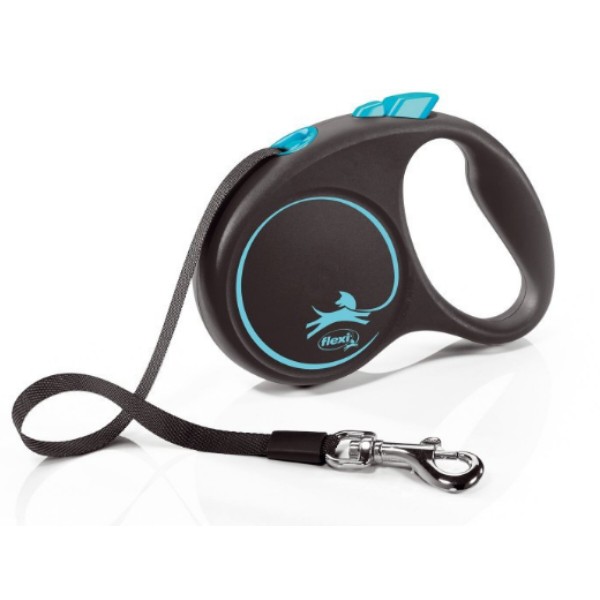 Фото - Поводок-рулетка для собак Flexi Black Design S 5 м Синий (4000498033937)
