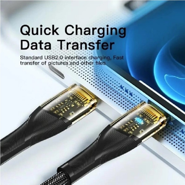 Фото - Кабель синхронізації даних Essager Interstellar Transparent Design USB Charging Cable Type C to Lightning 1m Black (EXCTL-XJ01-P)