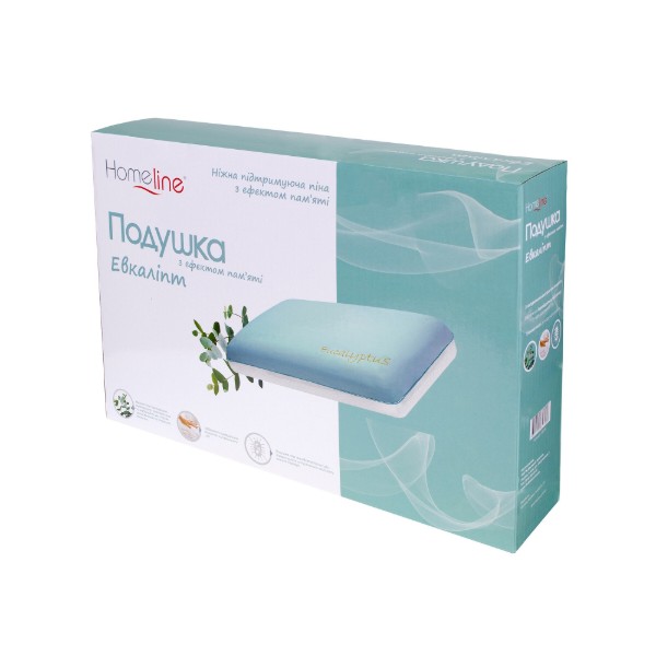 Фото - Подушка ортопедическая Home Line Пена мемори АРОМАТ ЭВКАЛИПТ 60х40х13 см (185715)