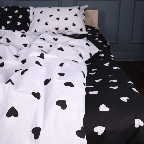 Фото - Простирадло двоспальне MirSon Бязь Kids Time 17-0669 Black and White Love 70х130x10 см (2200010180435)