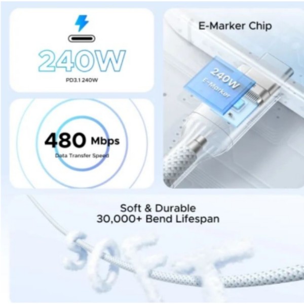 Фото - Кабель UGREEN USB 3.1 Type-C M-M 2 м Blue (75732)