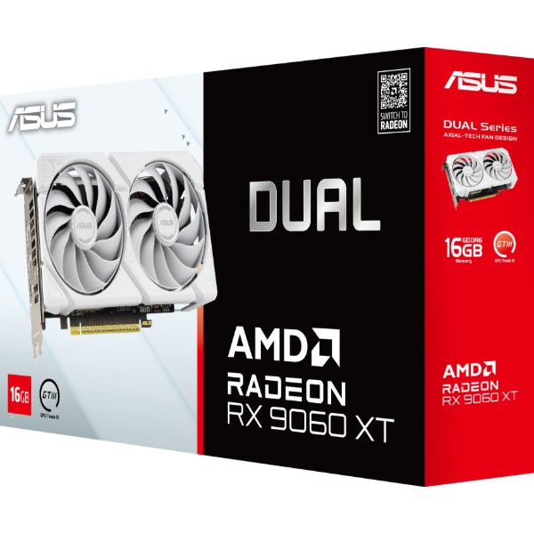 Фото - Відеокарта Asus Radeon RX 9060 XT 16GB GDDR6 OC (DUAL-RX9060XT-16G-WHITE)