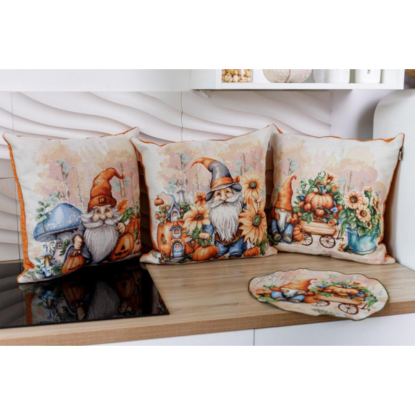 Фото - Наволочка Прованс Гарбузові гноми з будиночком 45х45 см (036214)