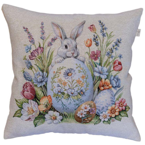 Фото - Подушка декоративная Прованс Пасхальная гобеленовая Соцветие зайчонок с писанкой 45х45 см (044298)