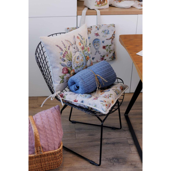 Фото - Подушка декоративная Прованс Пасхальная гобеленовая Соцветие зайчонок с писанкой 45х45 см (044298)