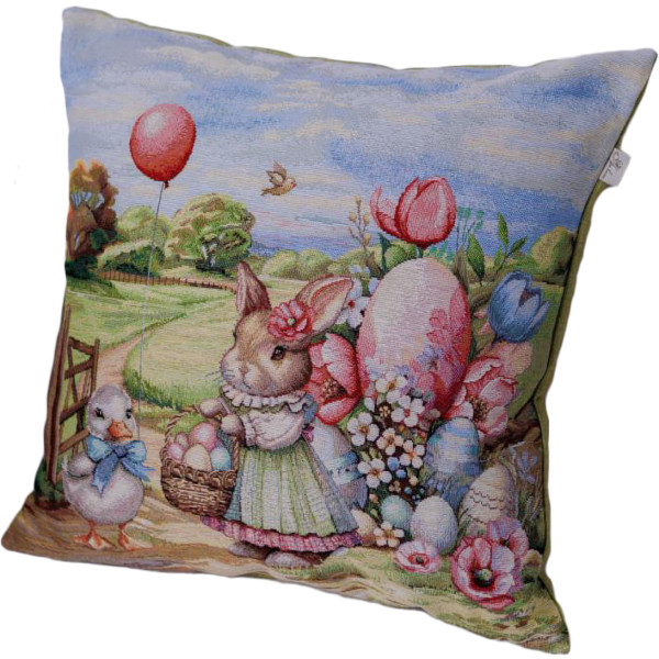 Фото - Подушка декоративная Прованс Пасхальная Настроение зайчиха с утенком 45х45 см (044330)