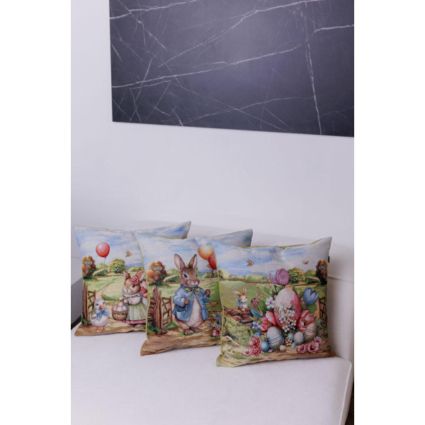 Фото - Подушка декоративная Прованс Пасхальная Настроение зайчиха с утенком 45х45 см (044330)