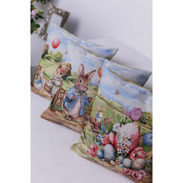Фото - Подушка декоративная Прованс Пасхальная Настроение зайчиха с утенком 45х45 см (044330)